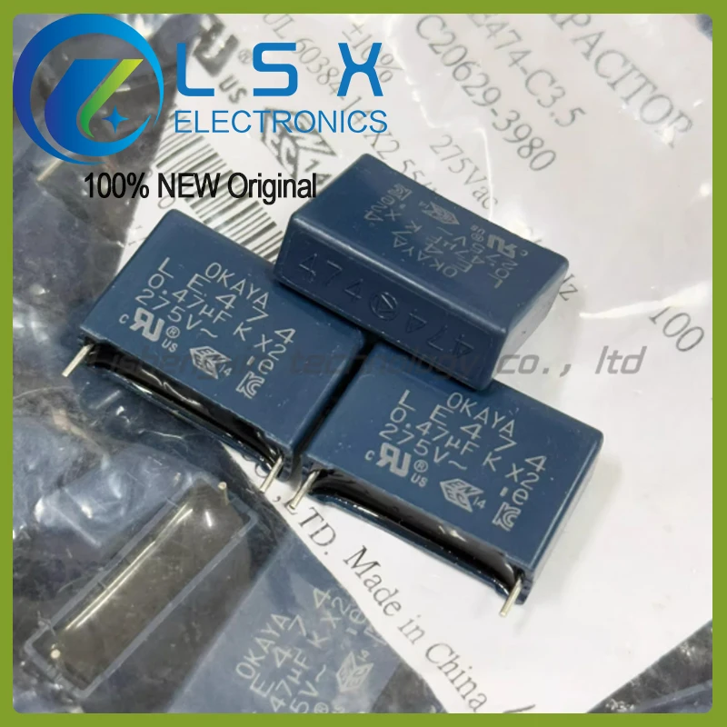 

10pcs OKAYA LE474-C3.5 275V0.47UF 470NF x2 Okaya film capacitor, 22.5mm lead spacing