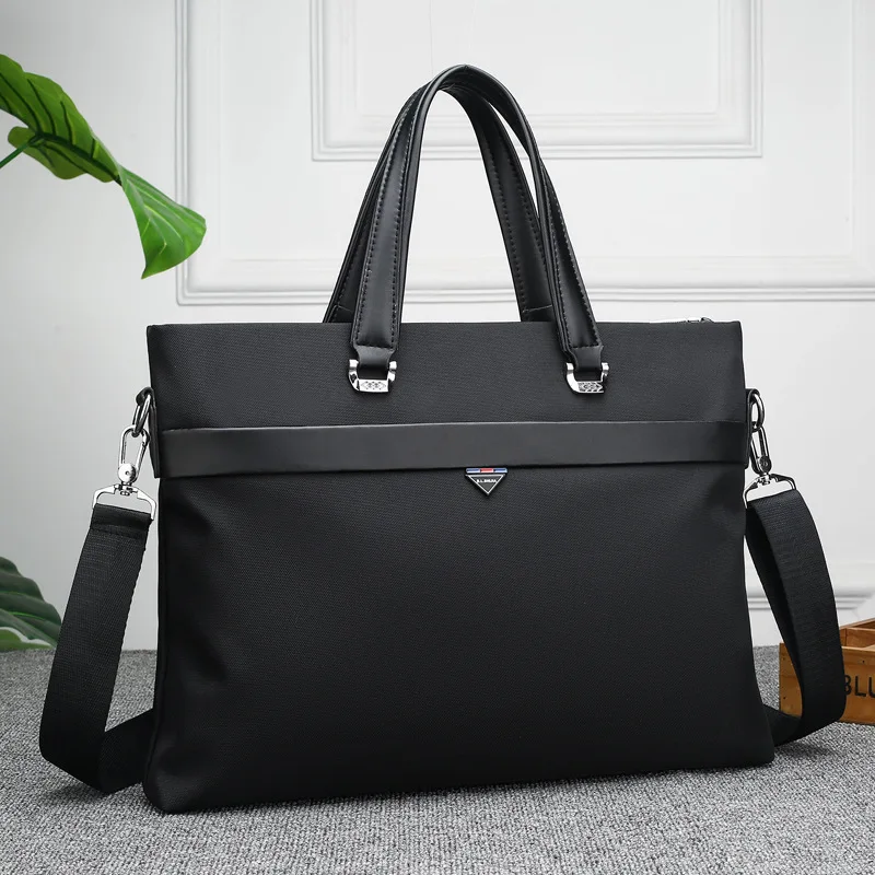 Men's Business Oxford Cloth Durable Laptop Briefcase 14-inch Computer Briefcase Lightweight Waterproof Shoulder Bag