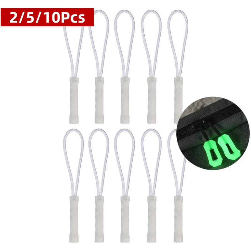 

2/5/10Pcs Luminous Outdoor Pull Ring Replacement - For Tent/Backpack/Bag | Rope Buckle Pendant & Zipper Anti-Loss Anchor Rope