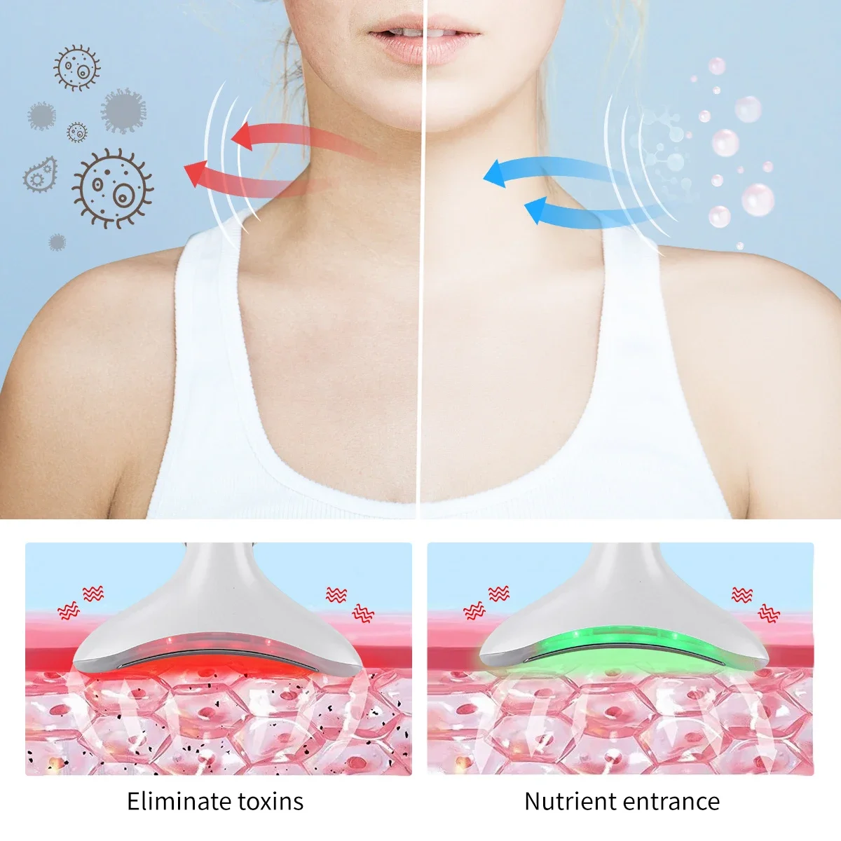 Dispositivo de terapia de fótons de microcorrente ems, quente e fresco, linha v, máquina de levantamento de rosto e pescoço, antirrugas, removedor de queixo duplo, cuidados de beleza