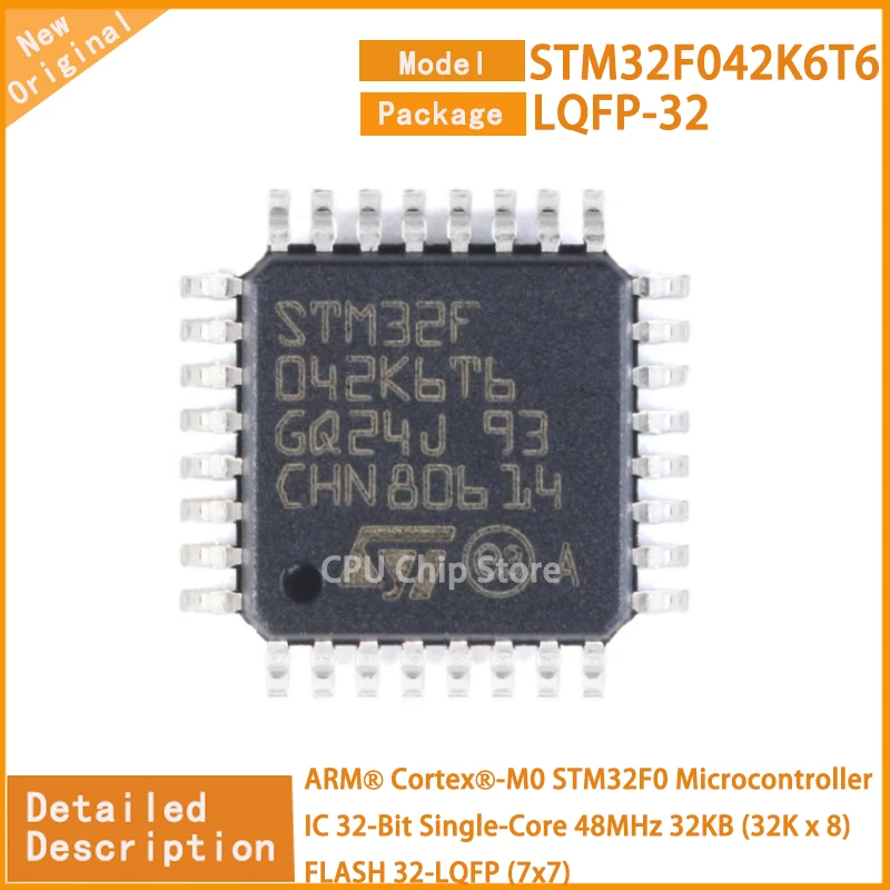 5Pcs/Lot  New Original  STM32F042K6T6 STM32F042  Microcontroller IC 32-Bit Single-Core 48MHz 32KB (32K x 8) FLASH 32-LQFP (7x7)