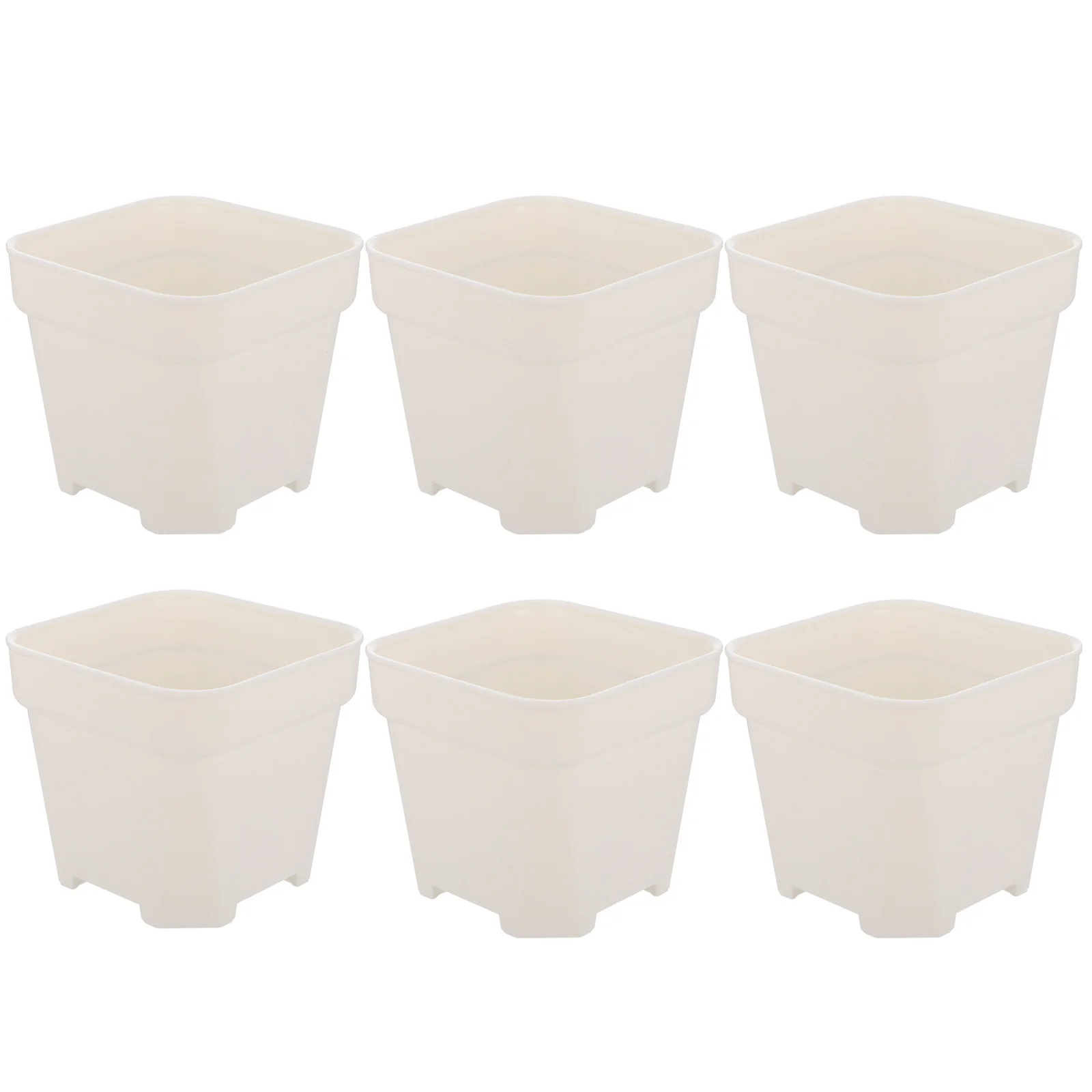 

6 Pcs Indoor Plant Pots Frosted Flower Planter Gardening Decorations Square White Nursery Boxes