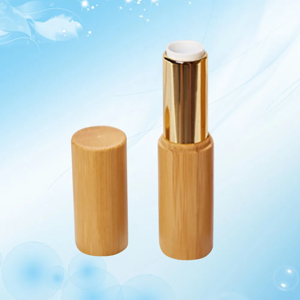 Bamboo Lip Balm Tubes 12.1mm Dia Empty DIY Containers with Caps & Push Wheel Mechanism
