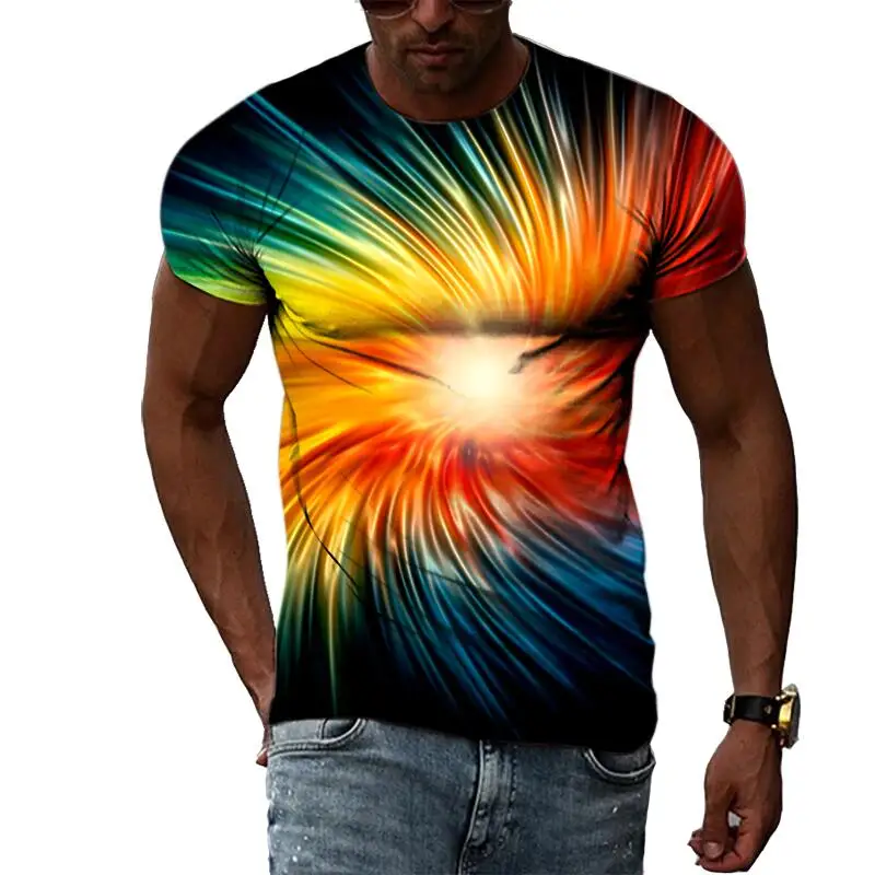 Summer Fashion Creative Abstract Graphic T Shirts For Men Casual 3D Print Hip Hop Harajuku Personality Round Neck Short Sleeve