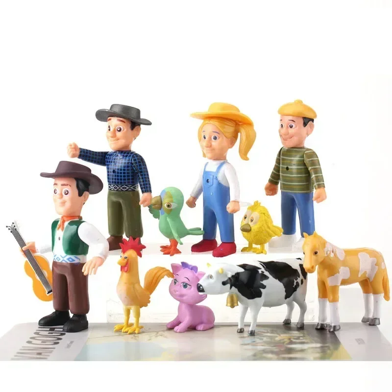 10 teile/satz Nette Glücklich Bauernhof Action-figuren La Granja De Zenon Rote Scheune Scheunenhof Bauernhof Kinder Baby Tiere PVC Puppen Spielzeug set Geschenke