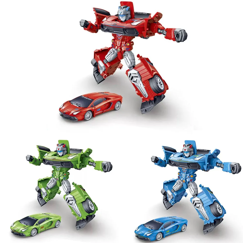 new 2026  mini transformation robot model toys comic brothers anime transformation men inertial police car mecha gift