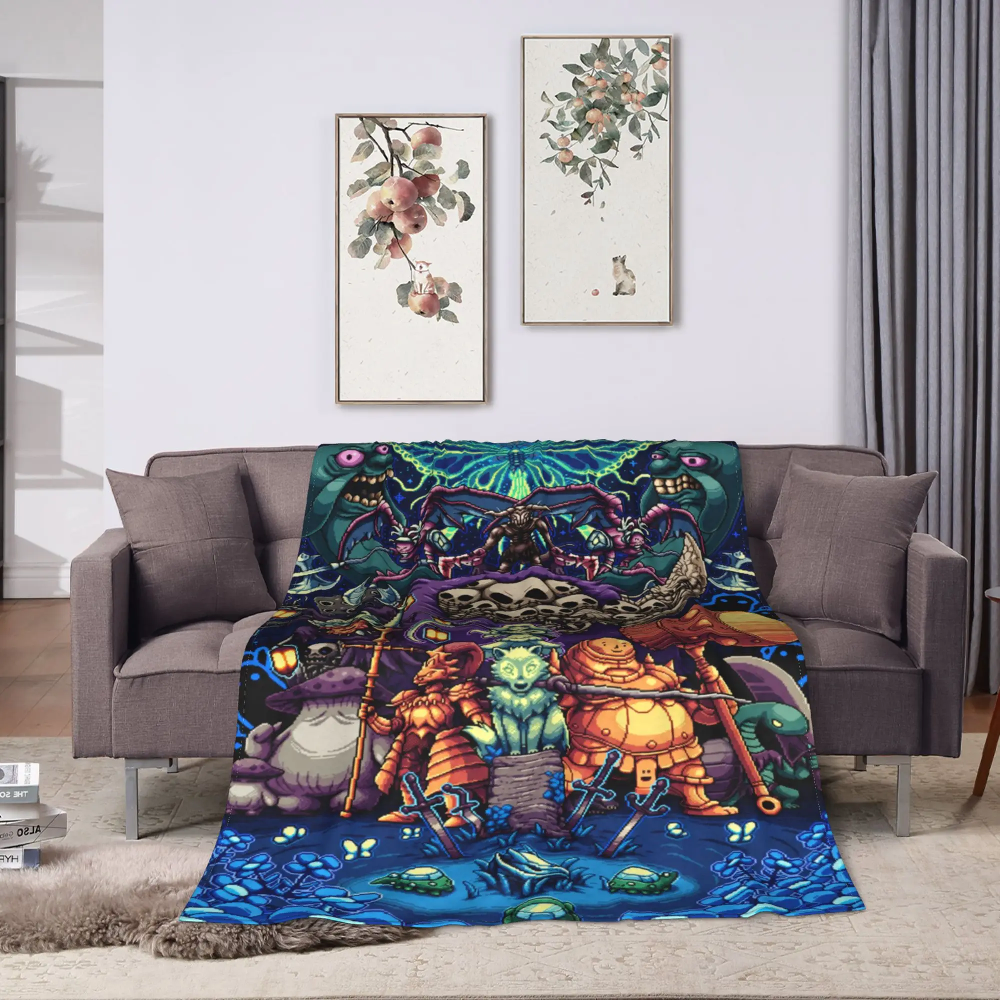 Soft Warm Blanket Kids Picnic Z-Zeldas Dark Underworld Scene Throw Blanket  Flannel Bedspread For Couch Bed Sofa Bed Cover