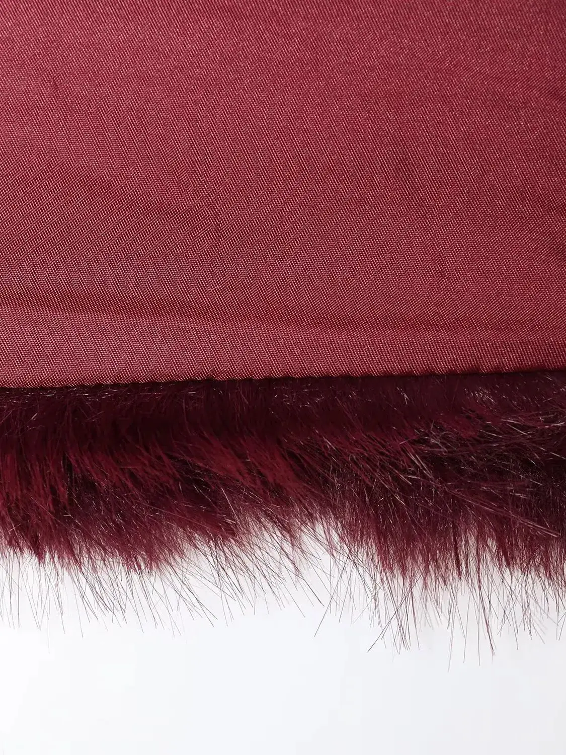 2025 Winter Women's Elegant Long Sleeve Faux Fur Short Jackets Lady High Street Chic Thick Warm Loose Wine Red Coats Outerwear