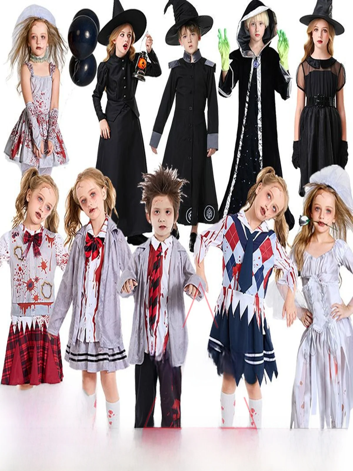 

Halloween Children's Terror Zombie Costume Witch Bride Skeleton Performance Outfit Polyester Fiber Stage Costume