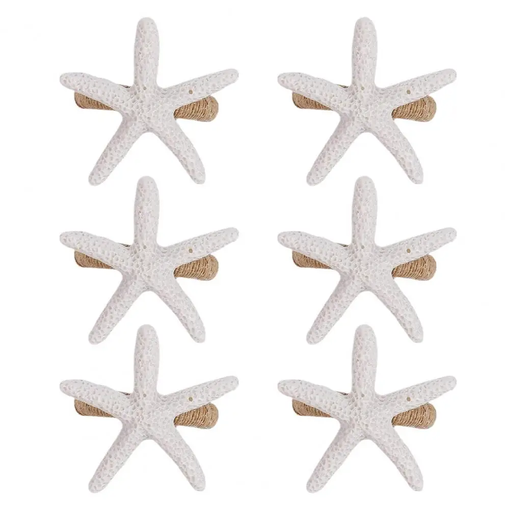 Anel de guardanapo costeiro de plástico anel de guardanapo de estrela do mar anéis de guardanapo de estrela do mar para eventos temáticos do oceano conjunto de 6 reutilizáveis para casamentos
