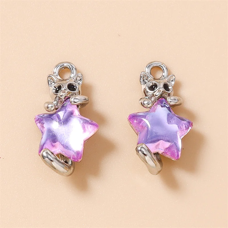 Leslie 5 Stück 10*18mm Niedliche Kawaii Kristall-Stern-Katzen-Anhänger für DIY Ohrringe Halskette Armband Schmuckherstellung Zubehör – Detail 13