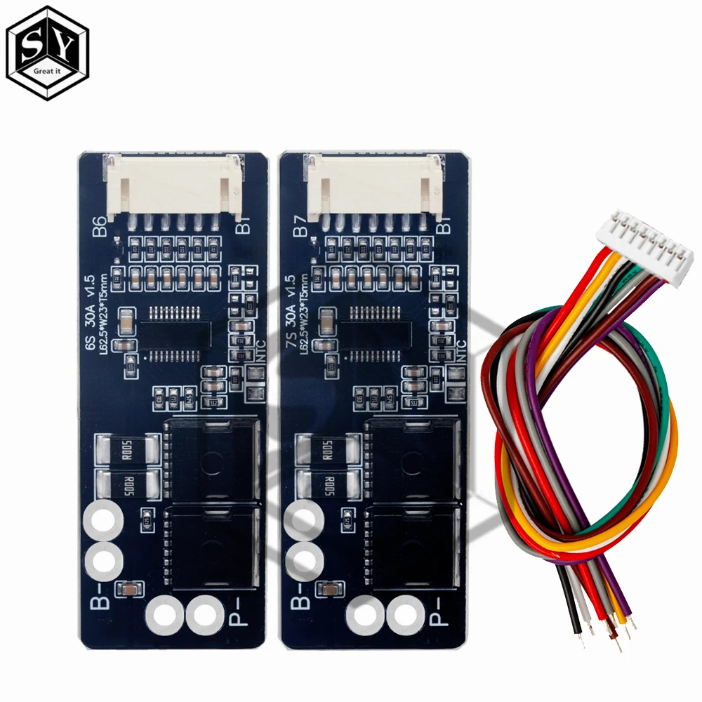6S 7S 30A 24V 25.2V 29.4V Li-ion Battery Protection Board with Sensor Cable, 25.2V/29.4V, for Car Washer Electric Drill