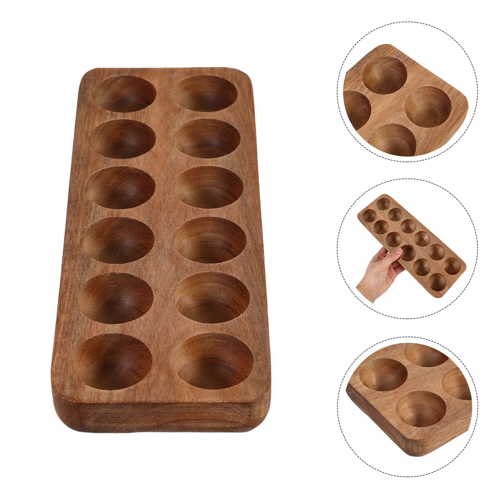 ไม้อะคาเซียถาดไข่ไข่ห้องครัวลังเคาน์เตอร์ Platter ผู้ถือจอแสดงผลแผ่น