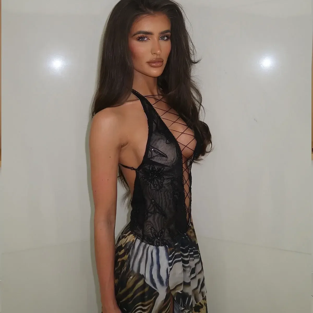 Nuevo traje de baño de 2 uds con hombros descubiertos y falda larga, Bikini Sexy para mujer, traje de baño estampado, Bikini Push Up, traje de baño femenino, ropa de playa