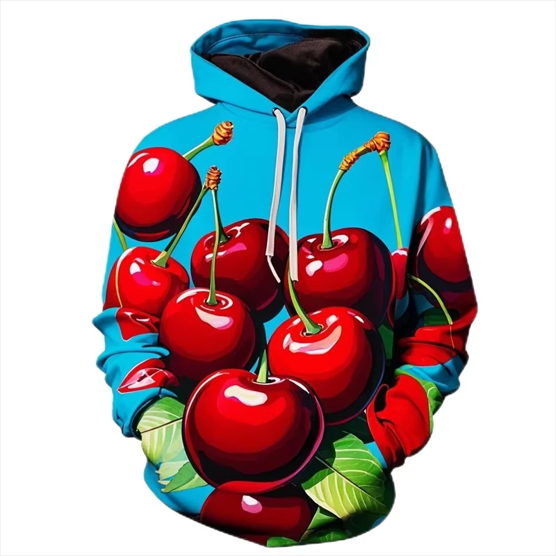 Harajuku موضة الكرز هوديس للرجال ملابس مضحك الفاكهة بلوزات الخريف النساء رياضية عادية الصبي الشارع الشهير للجنسين بلايز
