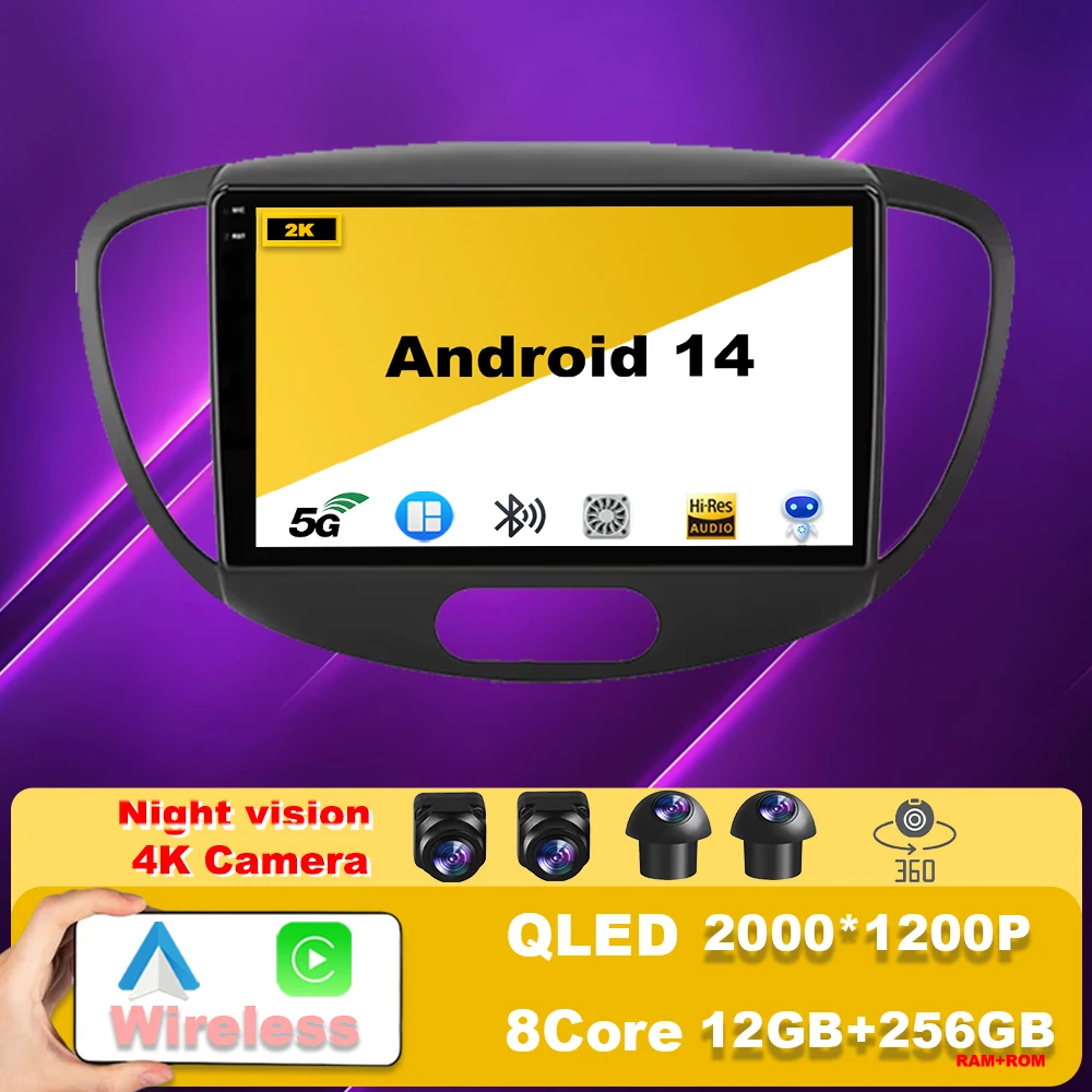 

Car Radio For Hyundai i10 2007 - 2013 Multimedia Player Android14 Carplay Multimedia Video Player GPS Navigation autoradio
