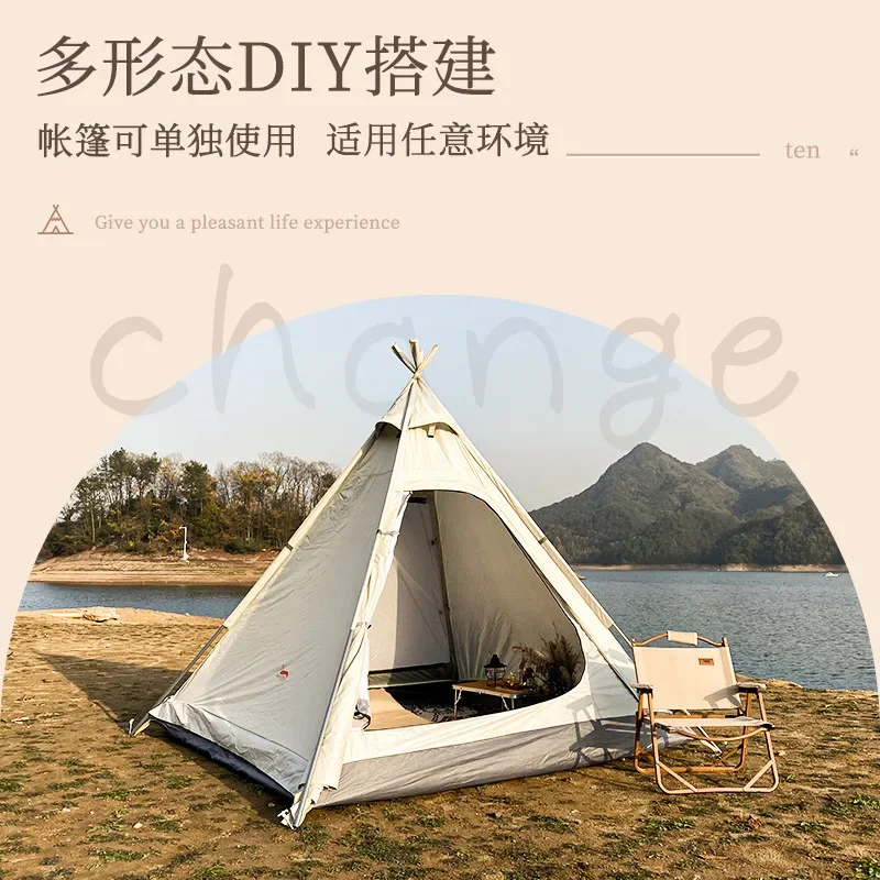 Outdoor camping, tent canopy camping Thickened rainproof pyramid spire Light luxury camp Winter equipment