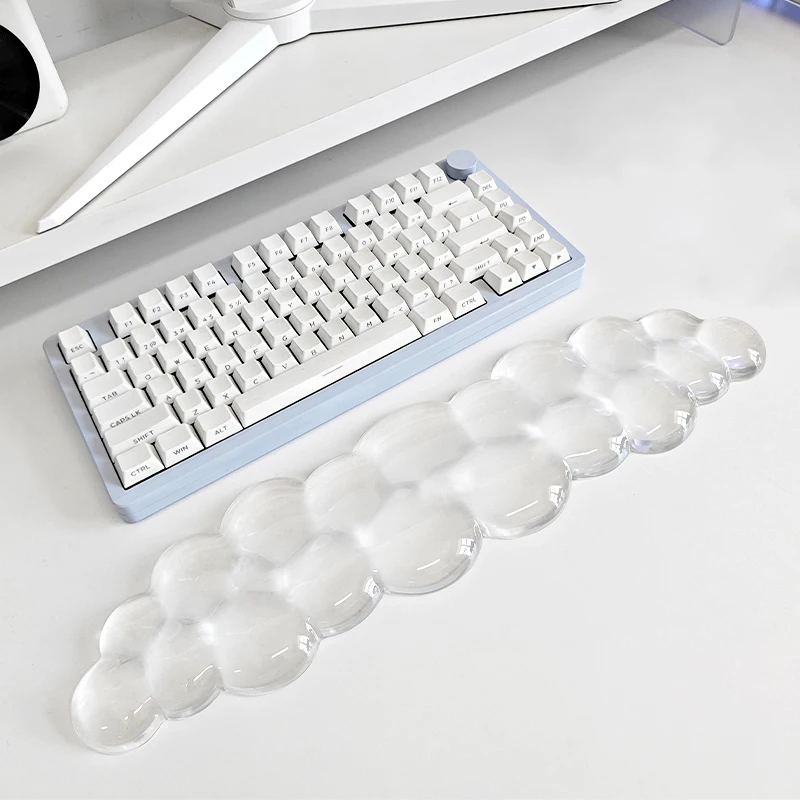 Mouse Pad with Wrist Support Keyboard Support Non-Slip Silicone Transparent Gradient Cloud Shape Desktop Office Game Mouse Wrist