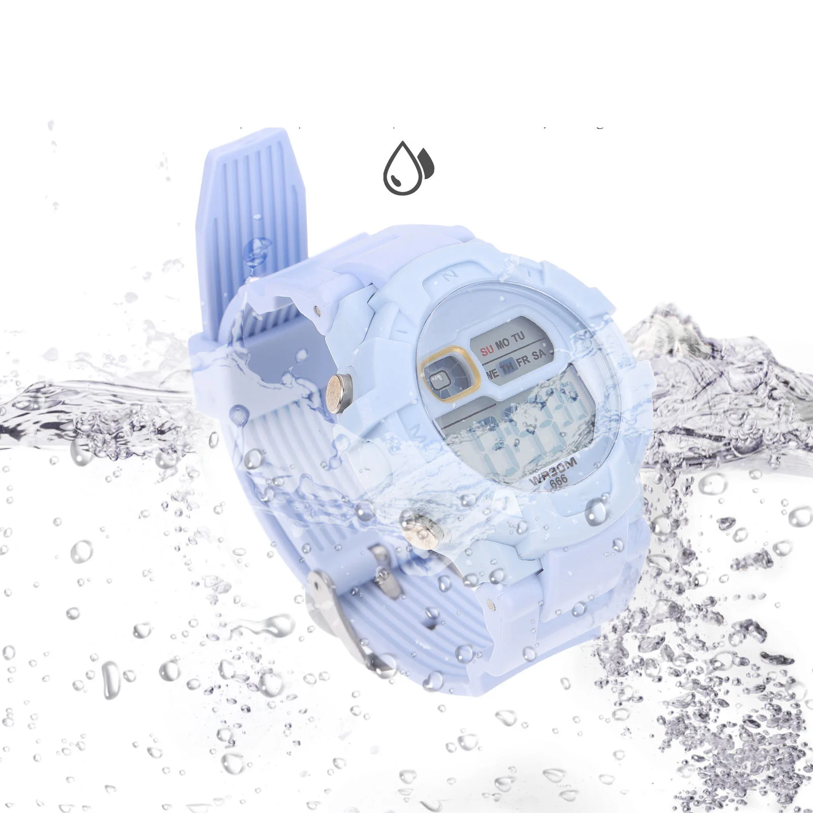 ساعة رقمية مقاومة للماء، ساعة إلكترونية مضيئة، منبه، ساعة توقيت، مؤقت، تقويم التاريخ، رياضات الطلاب الخارجية #3