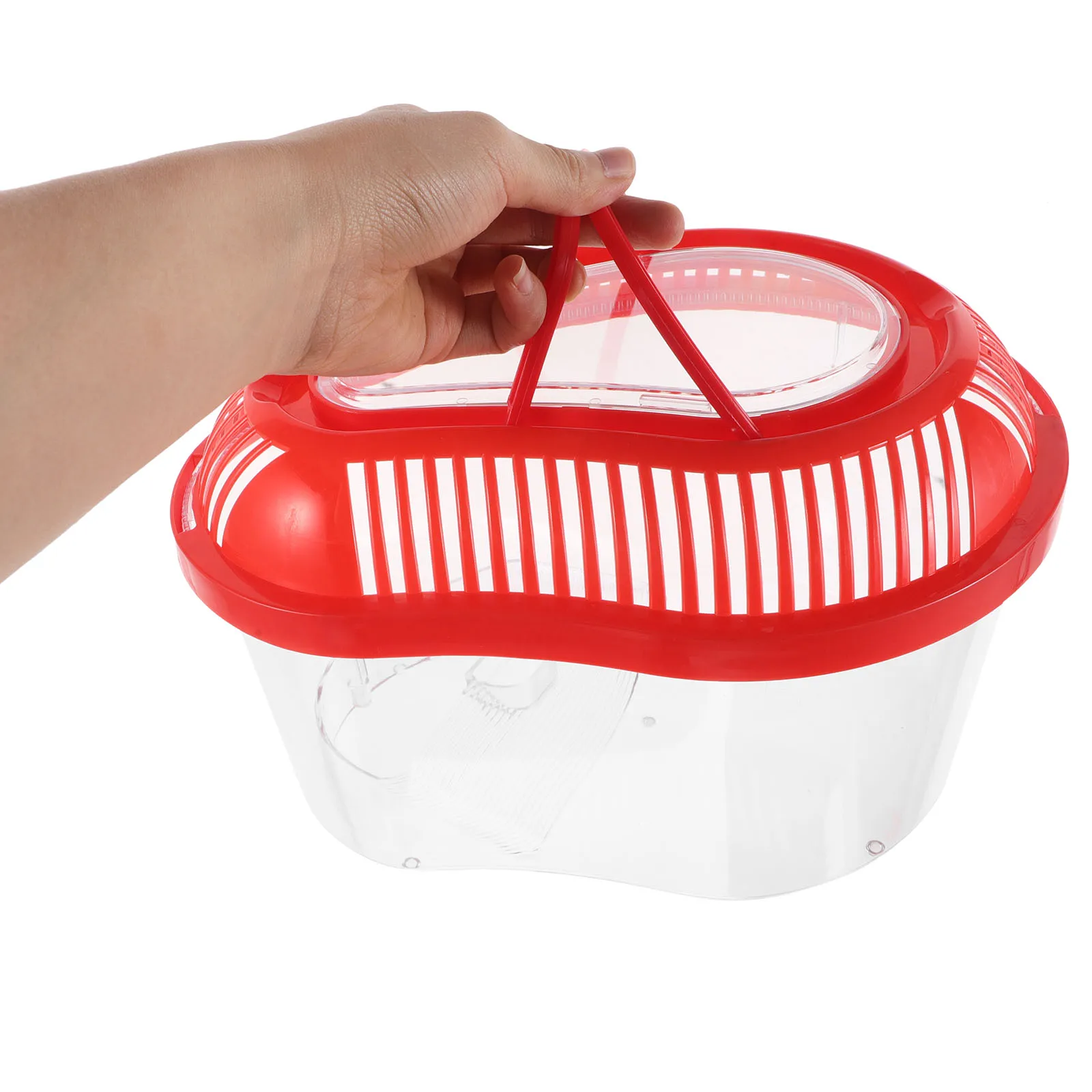 

Portable Pet Travel Carrier with Handle Ventilation Holes Reptile Container Durable Plastic for Small Pets Sunbathing Platform
