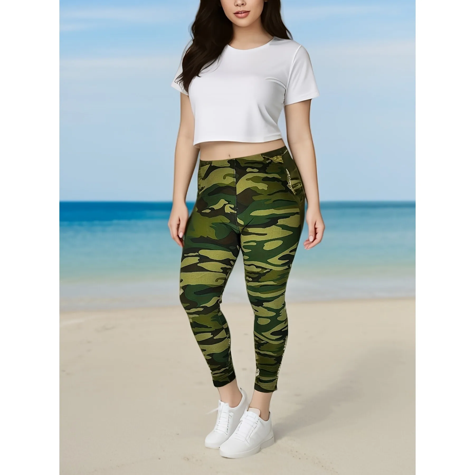 Camouflage Print Leggings Women's Printed Trousers Neutral Gender Base Layer Pants Fashionable Spring Collection