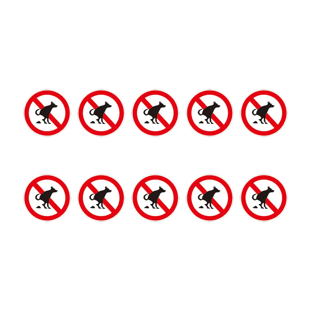 Waterproof Decal 10 Sheets No Pet Pooping Sign Sticker Environment Ideal Warning Smooth Surface Outdoor Graphics