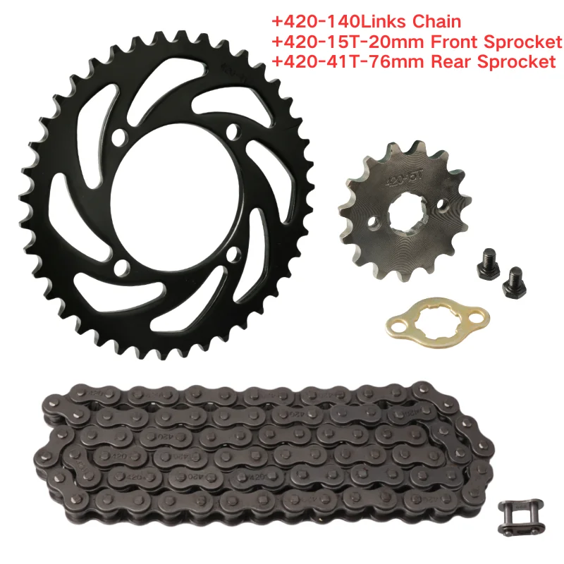 Juego de piñones de motocicleta (no incluye cadena) 420, 20mm, piñón delantero 15T y piñón trasero 41T para motocicletas de 110CC 125CC, Pit Dirt Bike, ATV, Go kart, Quad, Moped