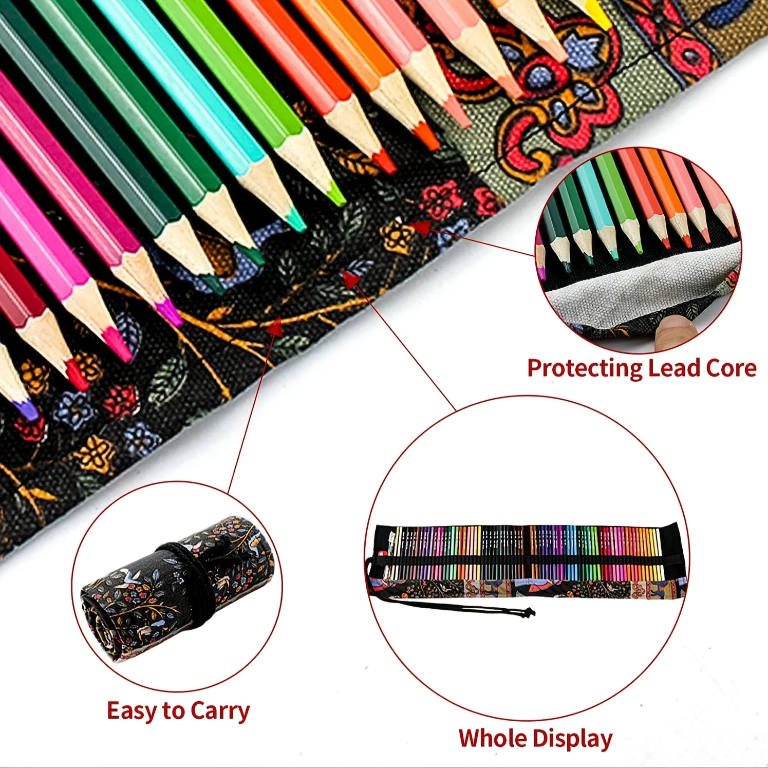 72-Piece Oily Colored Pencil Set with Canvas Roll-Up Case-Perfect for Student Adult Coloring,Drawing,Sketching,and Crafting images - 6