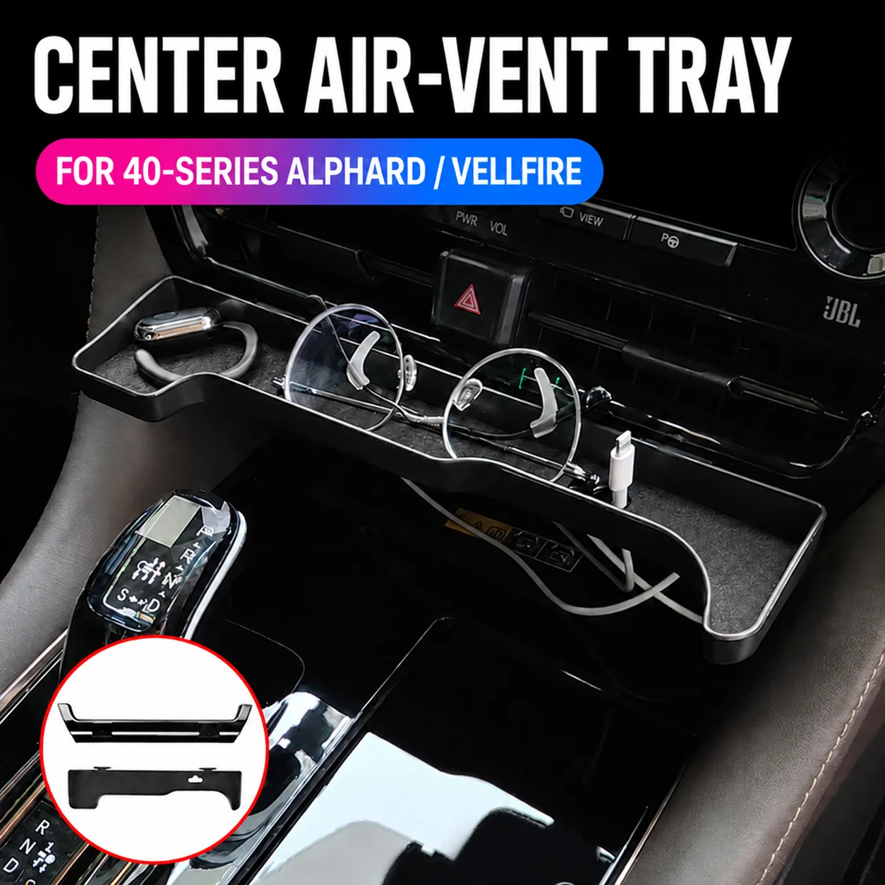 Car Dashboard Air Vent Organizer for Toyota Alphard Vellfire 40 Series Phone Holder Card Box or Storage Tray ABS Accessories