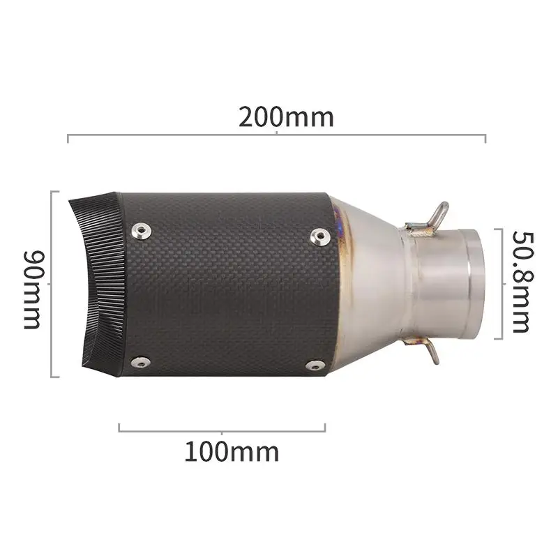 51MM 60MM Exhaust Pipe For Universal Motorcycle Escape Muffler Silencer Slip On Without DB Killer Titanium alloy Carbon Fiber