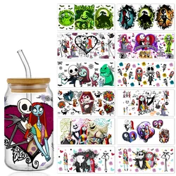 Jack And Sally UV DTF Cup Wrap for 16oz Libbey Glass Sticker Can Tumbler Transfer for Cup Wraps Libbey