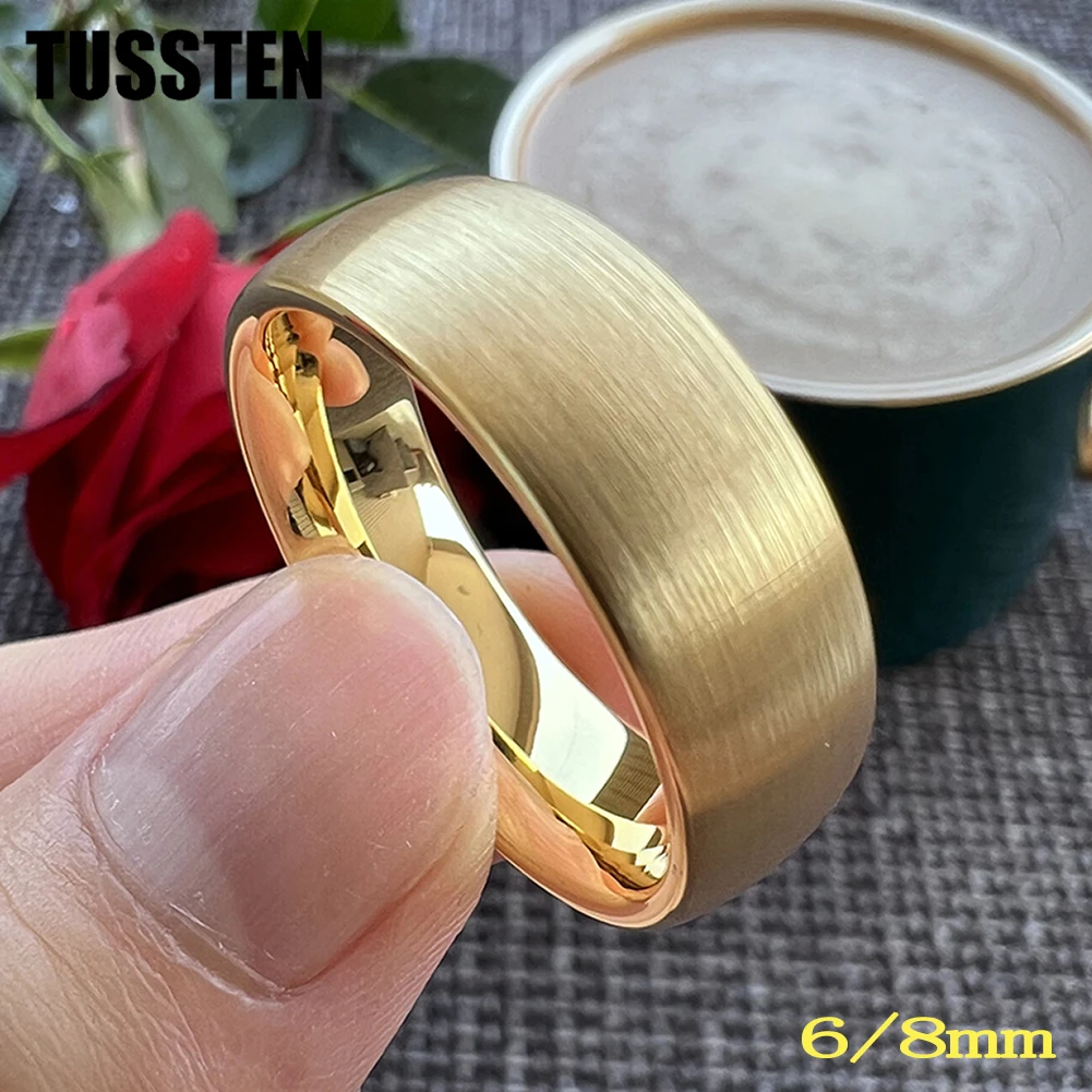 

Dropshipping TUSSTEN 6/8MM Men Women Couple Rings Tungsten Wedding Band Domed Brushed Nice Jewelry Comfort Fit