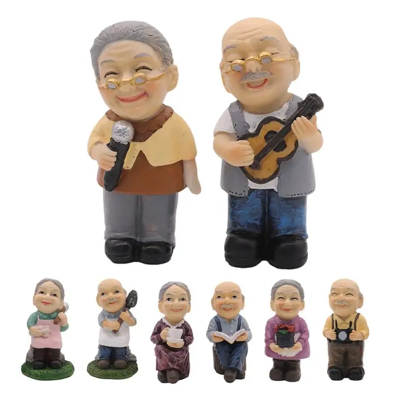 Old Couple Figurines Grandparents Model Ornament Resin Ornament Cake Decoration Home Decoration Valentine Anniversary Day Gifts