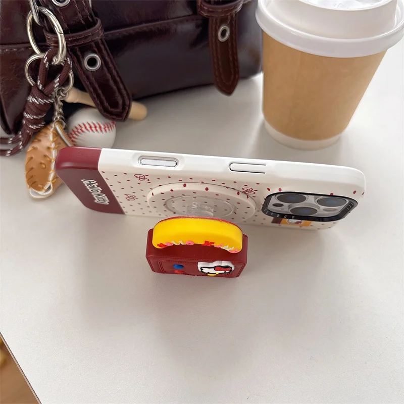 الكورية ليتل البولكا نقطة القوس المغناطيسي قضية الهاتف آيفون 17 برو 16 15 14 برو ماكس غطاء مع مرحبا كيتي الوقوف ل Magsafe