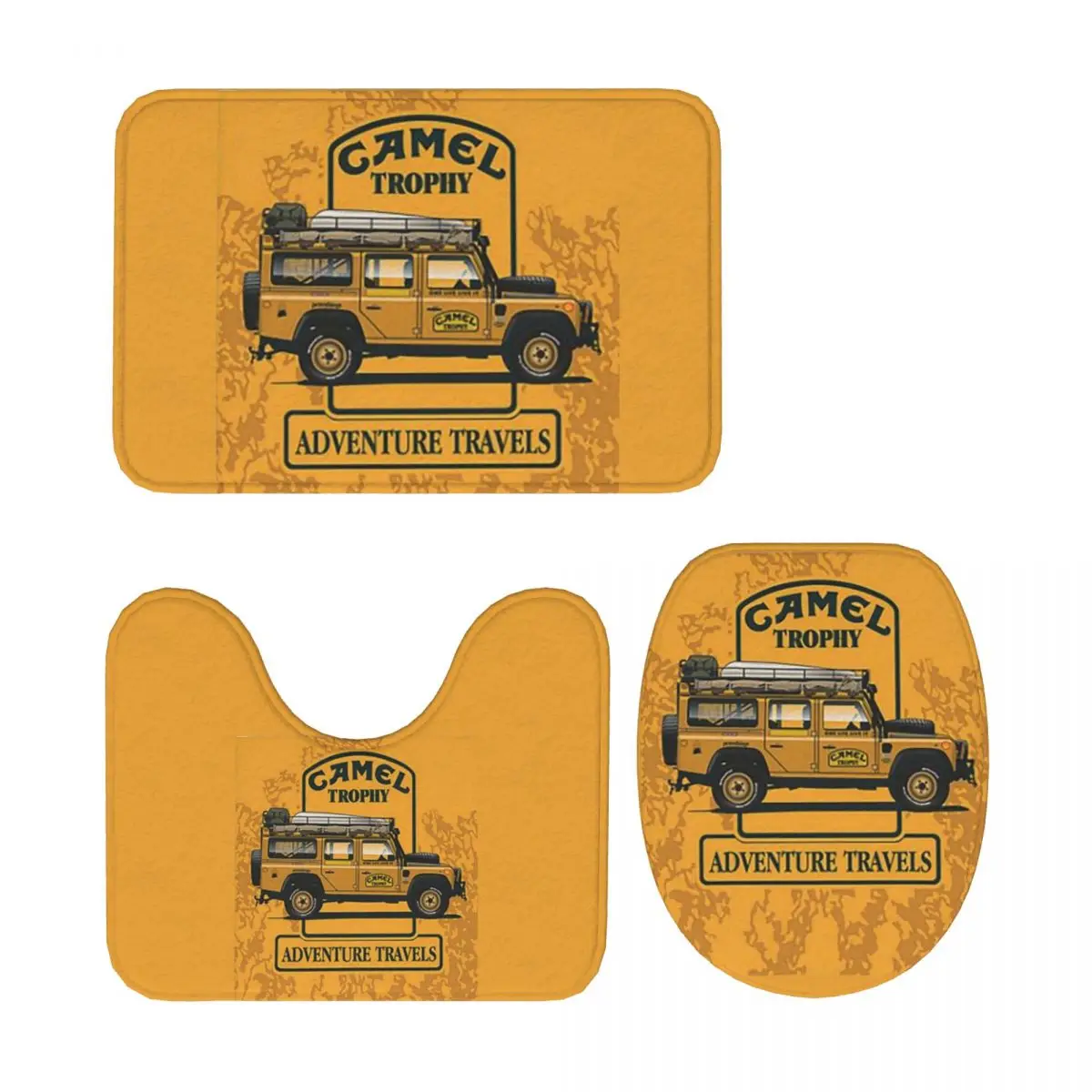

Camel Trophy, 3-х предметный коврик для ванной, набор для ванной комнаты, крышка для унитаза, домашний декор, нескользящий ковер, напольный коврик