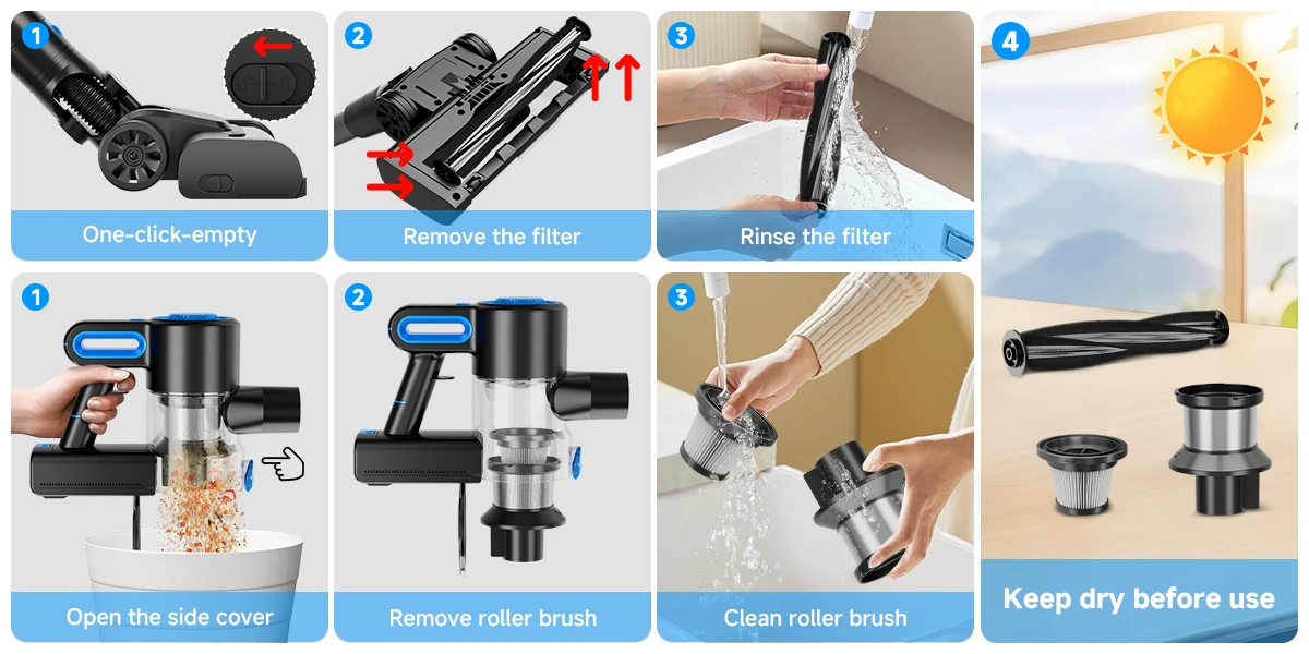 Honki 78KPa Powerful Cordless Vacuum Cleaner LED Display 45Mins Self Standing Stick Vacuum 1.5L Large Dust Cup for Pet Hair Carpet Floor