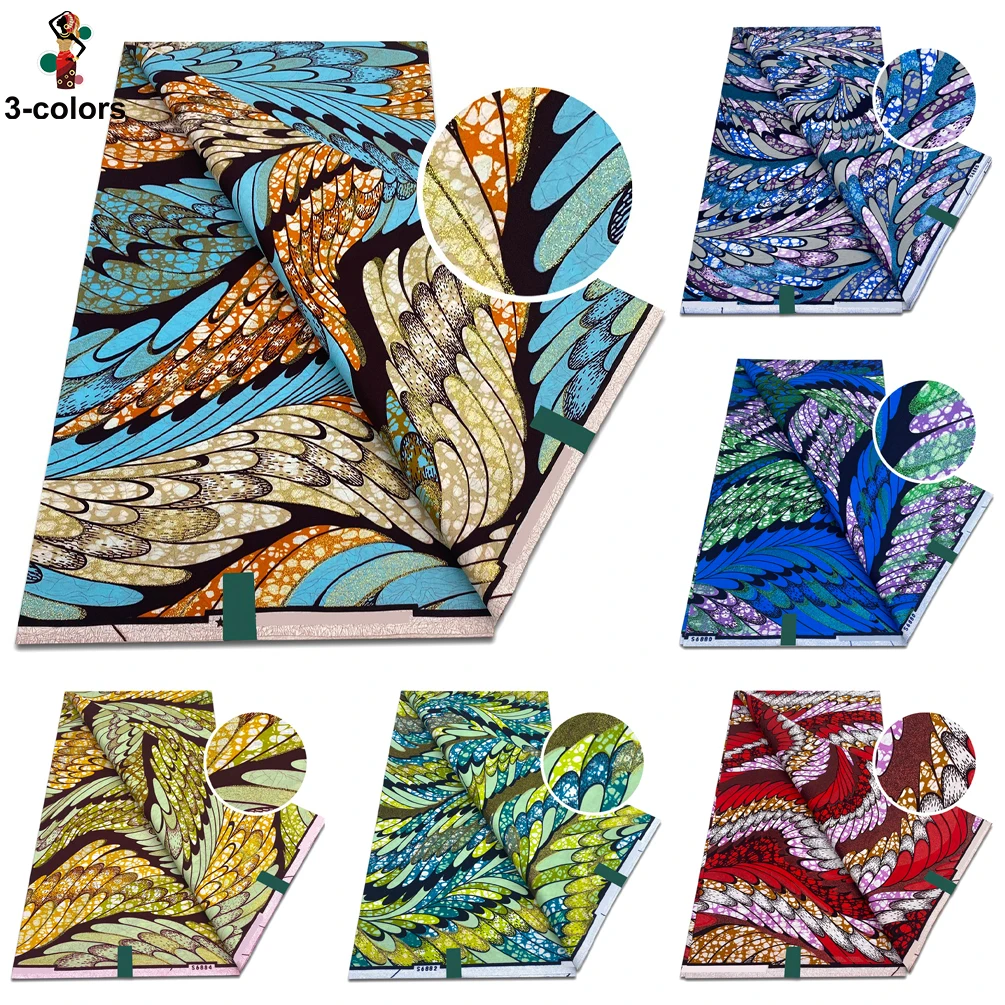 Morbido super glitter grande tessuto di cera dorata cotone Ankara cera d'oro flash stampa oro batik tessuto di cera africana Nigeria di alta qualità