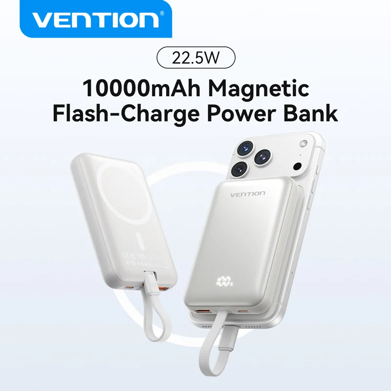 

Vention CCC 10000mAh 22.5W Magnetic Power Bank 15W Wireless Fast Charger Portable Powerbank External Spare Battery for iPhone 17