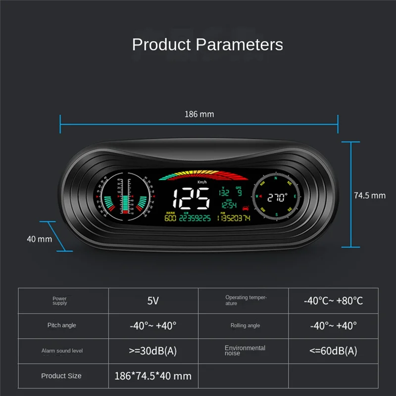 

P18 HUD Head Up Display Car 4X4inclinometer Off-Road GPS Tracker Speedometer Gradient Meter Auto Tools For All Car Spare Parts