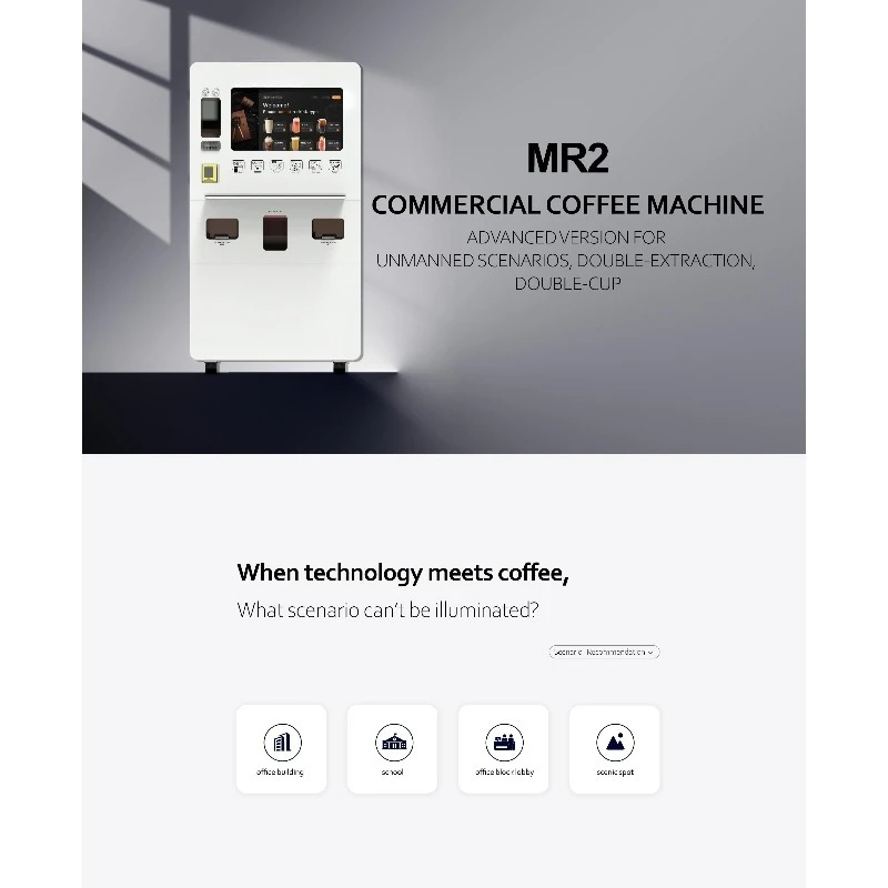 Professional Smart Coffee Vending Machine with QR Code & Coin Accepting Touchscreen for Hospital Use and Big Public Areas