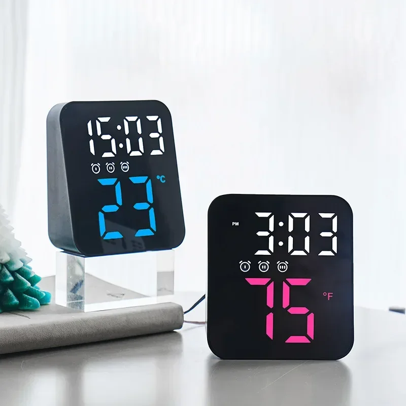 Voice Control Alarm Clock Temperature LED Digital Clocks Night Mode 12/24H Anti-disturb Funtion Electronic Wall Mounted Clock