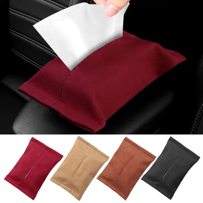 Car Tissue Box with Armrest and Back Seat Hanging Storage Case Durable Tissue Pack for Vehicles Keeps Napkins Handy