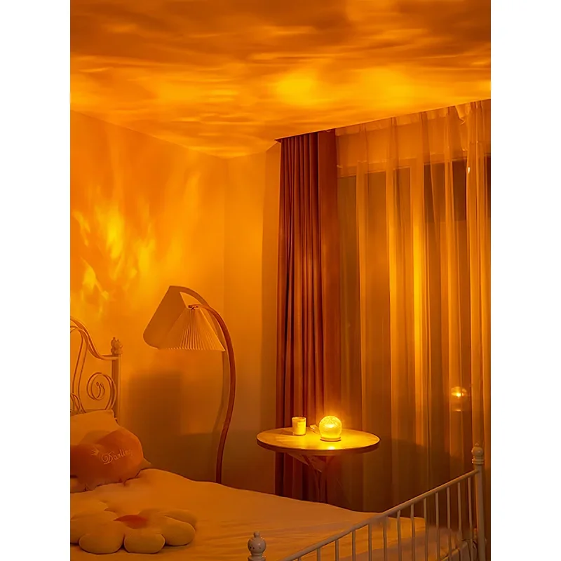 

Water Ripple Projector Night Light Sunset Lights Crystal Mood Table Lamp Decoration Home Houses Bedroom Romantic Christmas Gifts