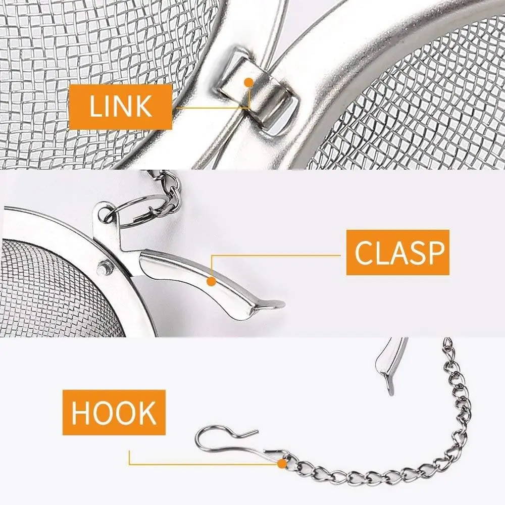 Tea Steeper, Mesh Tea Infuser, Tea Filter Tea Interval Diffuser with Extended Chain Hook for Brew Loose Leaf Tea and Spices