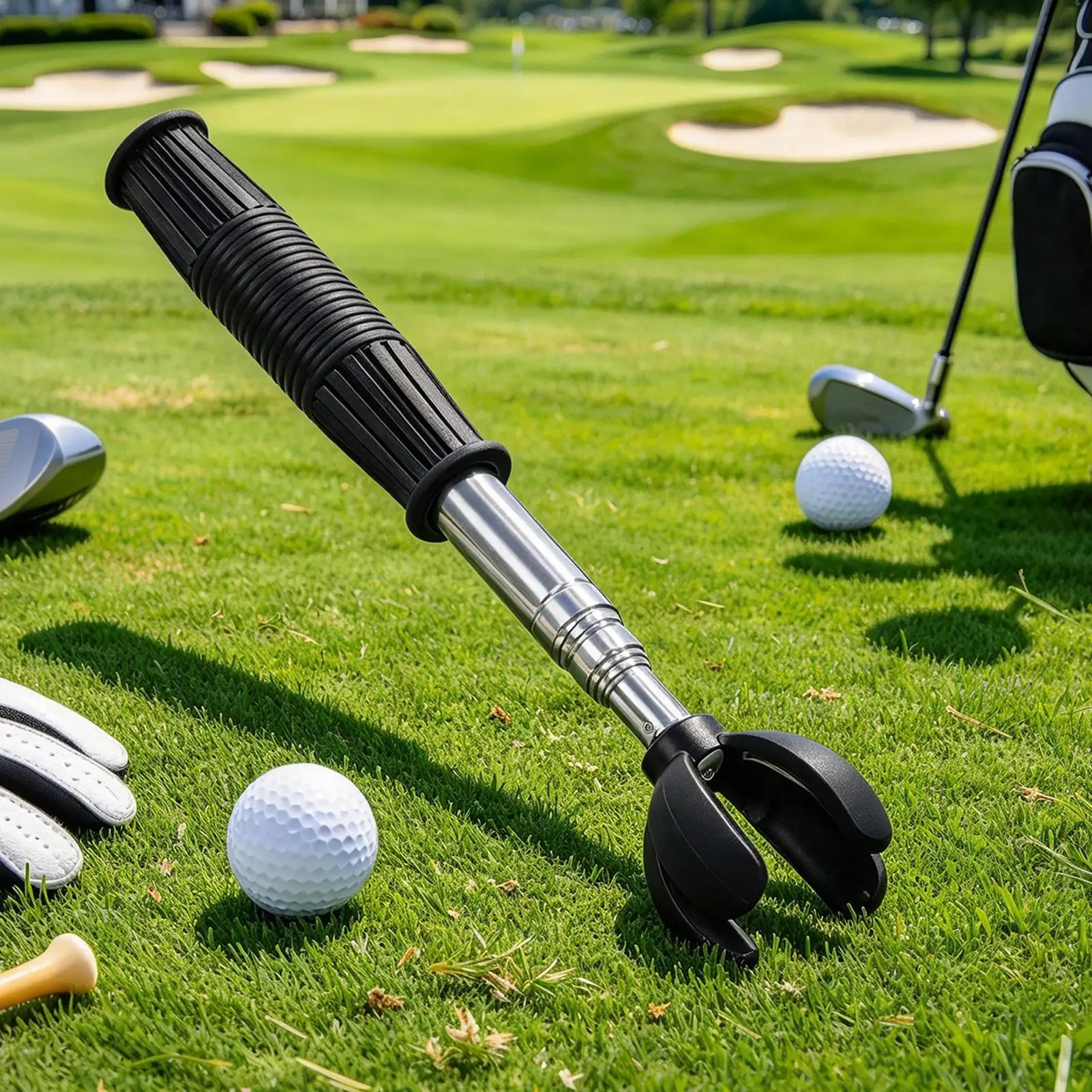 Telescopic Golf Ball Retriever 4-Prong Telescopic Tool With Suction Cup Non Slip Grip Golf Ball Pickup Tool For Men Dad Husbands view 4