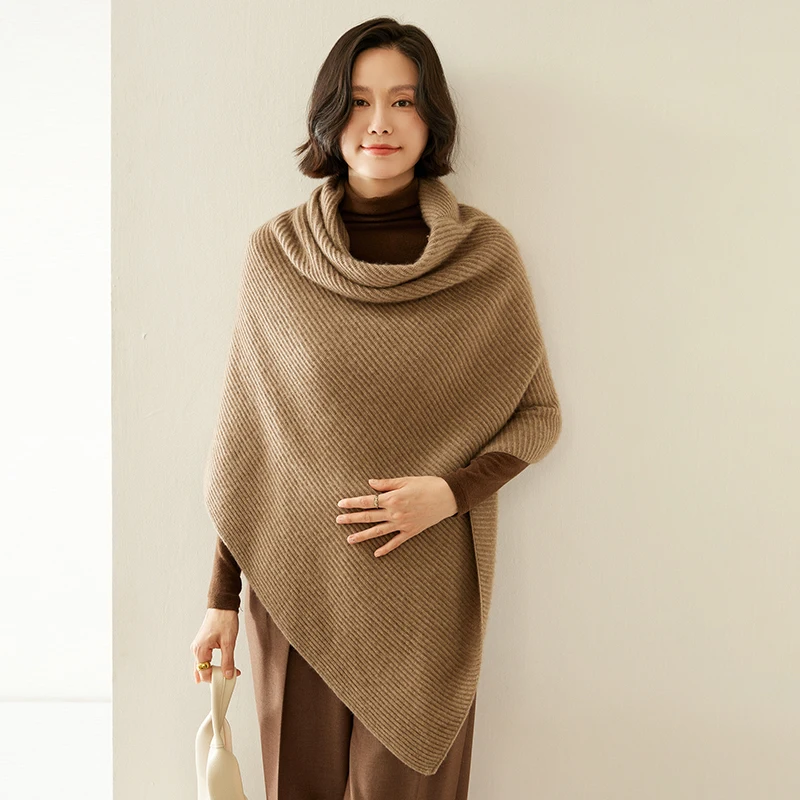 Women 100% Cashmere Shawl Autumn Winter Thick Pullover Wraps Grace Soft Warm Cashmere Sweater Female Clothing Korean Tops