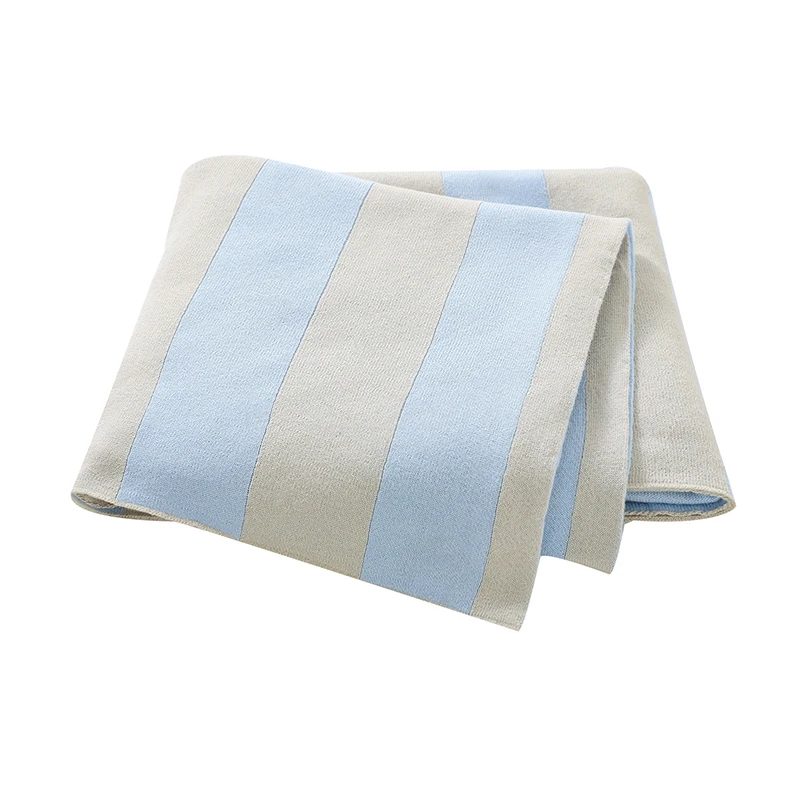 Baby Blankets Cotton Knit Newborn Unisex Stripes Bedding Sleeping Quilts Infants Boy Girl Stroller Swaddle Wrap Plaid Super Soft