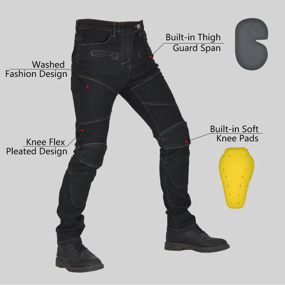 

IRON JIA'S Men Motorcycle Pants Motocross Motorbike Protective Gear With Span+Knee Pads protection Moto Riding Jeans Trousers