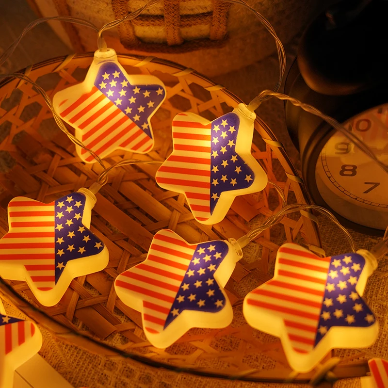 미국 국기 애국적인 LED 스트링 조명 - 빨간색, 흰색 및 파란색 7월 4일 장식, 독립 기념일 파티를 위한 야외 별빛 조명