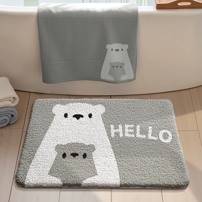 

Коврик для ванной с мультяшными животными, плюшевый утолщенный и противоскользящий ковер из микрофибры для ванной комнаты, супервпитывающий, быстросохнущий, мягкий, нескользящий